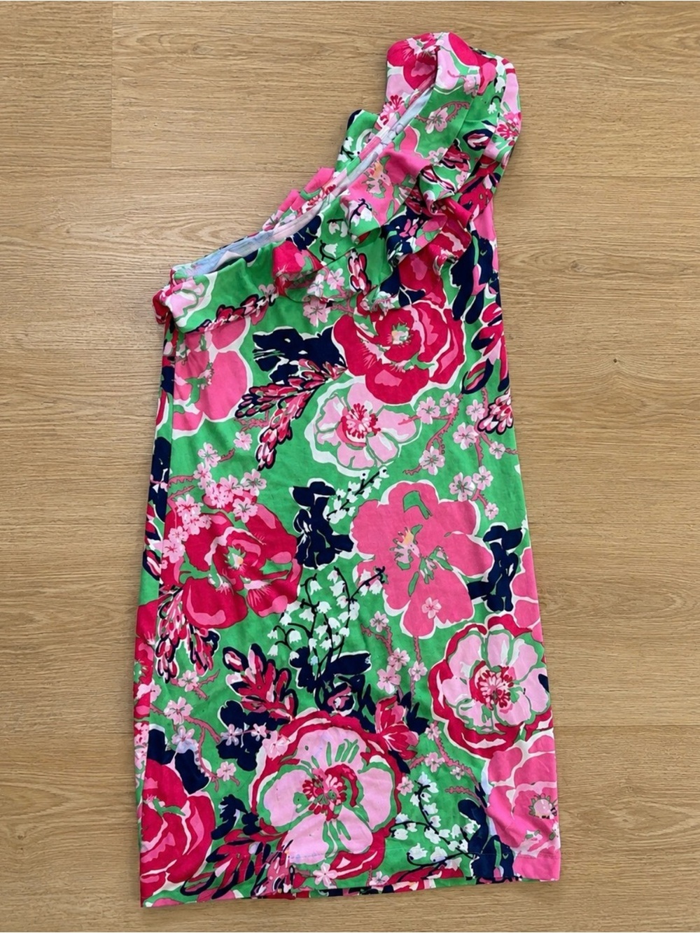 Lilly Pulitzer One-Shoulder Floral Dress - Pink & Green